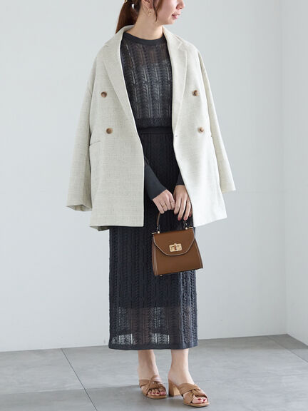 レーシーニットプルオーバー（セットアップ可《2025spring catalog item》（オフホワイト/チャコールグレー）｜Te chichi（テチチ）通販