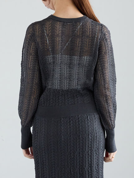 レーシーニットプルオーバー（セットアップ可《2025spring catalog item》（オフホワイト/チャコールグレー）｜Te chichi（テチチ）通販
