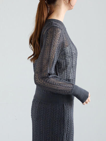 レーシーニットプルオーバー（セットアップ可《2025spring catalog item》（オフホワイト/チャコールグレー）｜Te chichi（テチチ）通販