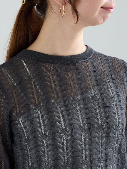 レーシーニットプルオーバー（セットアップ可《2025spring catalog item》（オフホワイト/チャコールグレー）｜Te chichi（テチチ）通販