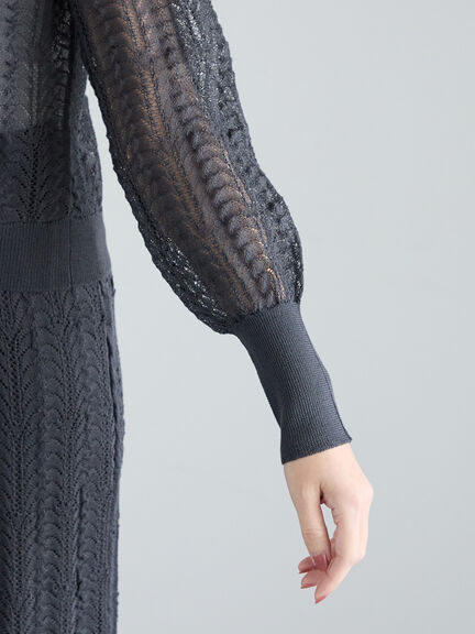 レーシーニットプルオーバー（セットアップ可《2025spring catalog item》（オフホワイト/チャコールグレー）｜Te chichi（テチチ）通販