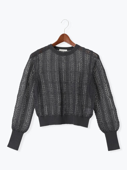 レーシーニットプルオーバー（セットアップ可《2025spring catalog item》（オフホワイト/チャコールグレー）｜Te chichi（テチチ）通販