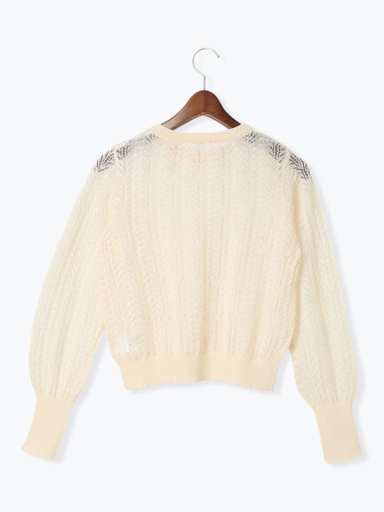 レーシーニットプルオーバー（セットアップ可《2025spring catalog item》（オフホワイト/チャコールグレー）｜Te chichi（テチチ）通販