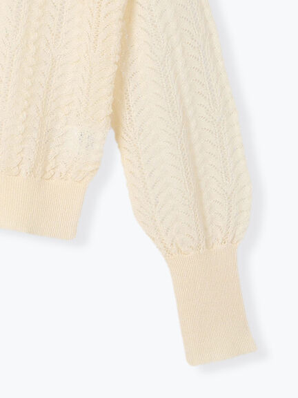 レーシーニットプルオーバー（セットアップ可《2025spring catalog item》（オフホワイト/チャコールグレー）｜Te chichi（テチチ）通販