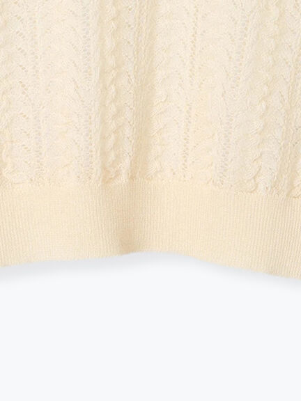 レーシーニットプルオーバー（セットアップ可《2025spring catalog item》（オフホワイト/チャコールグレー）｜Te chichi（テチチ）通販