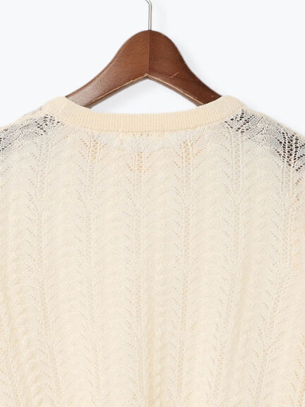 レーシーニットプルオーバー（セットアップ可《2025spring catalog item》（オフホワイト/チャコールグレー）｜Te chichi（テチチ）通販