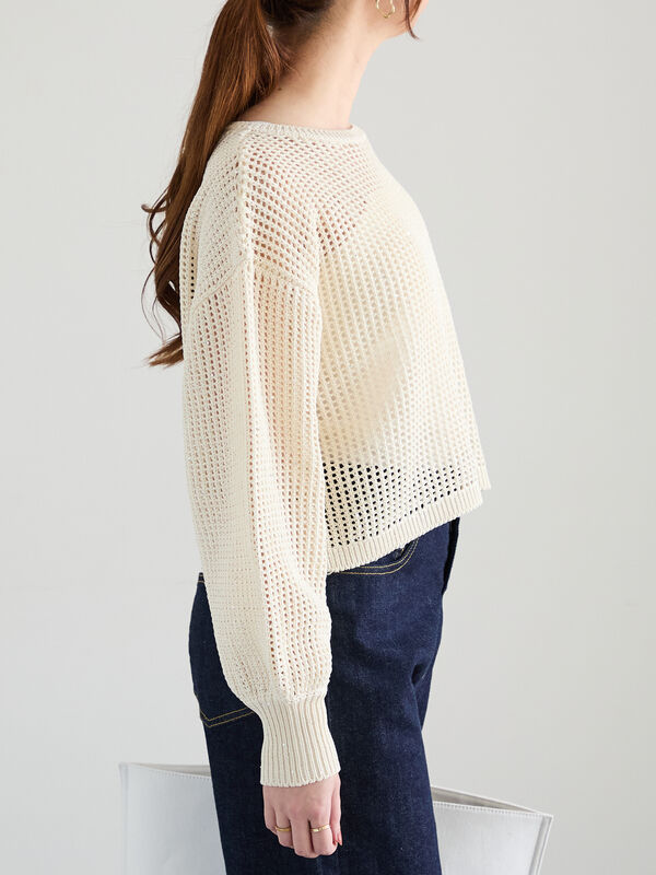 セール】 【宮本茉由着用】スパンコールメッシュニット（オフホワイト