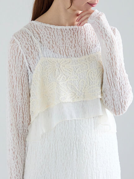 【Atelier Sucre】コードメッシュレースキャミブラウス《2025spring catalog item》（オフホワイト）｜Te chichi（テチチ）通販