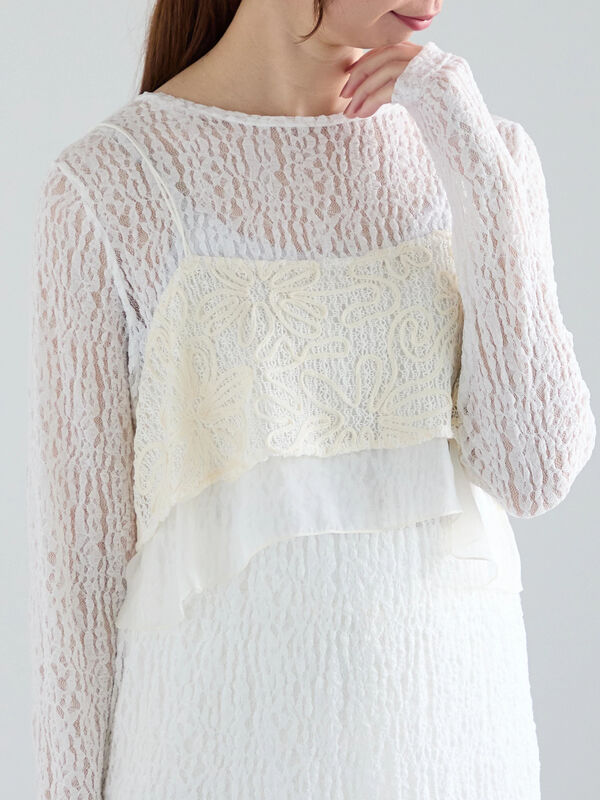 セール】 【Atelier Sucre】コードメッシュレースキャミブラウス