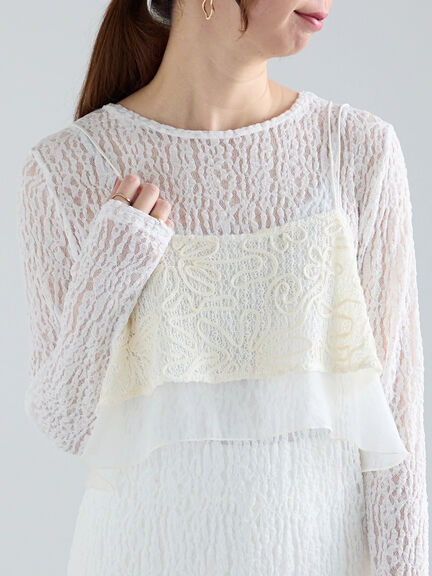 【Atelier Sucre】コードメッシュレースキャミブラウス《2025spring catalog item》（オフホワイト）｜Te chichi（テチチ）通販