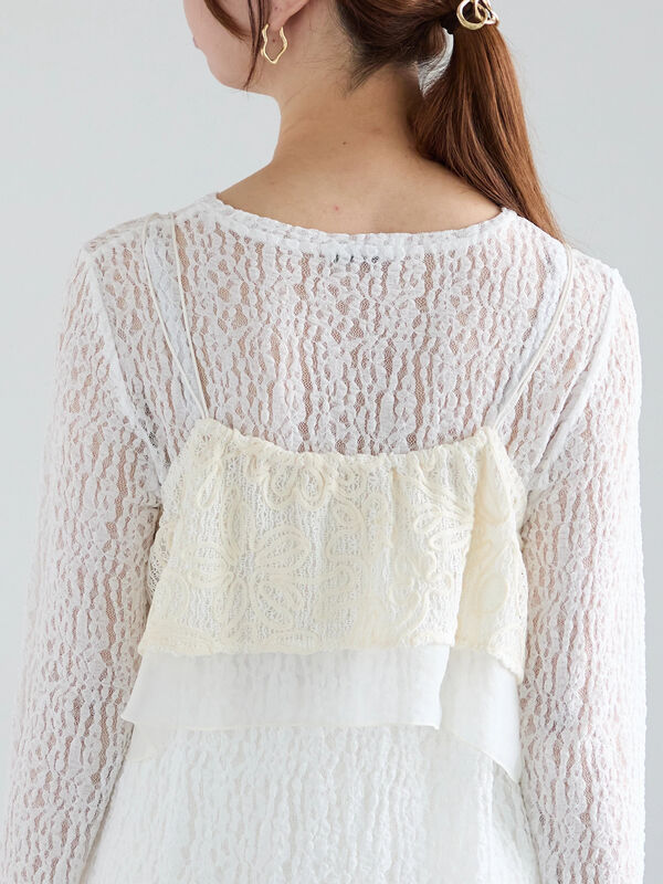 セール】 【Atelier Sucre】コードメッシュレースキャミブラウス