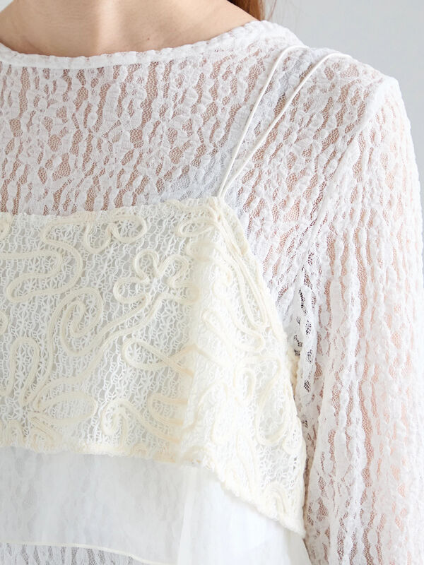 セール】 【Atelier Sucre】コードメッシュレースキャミブラウス