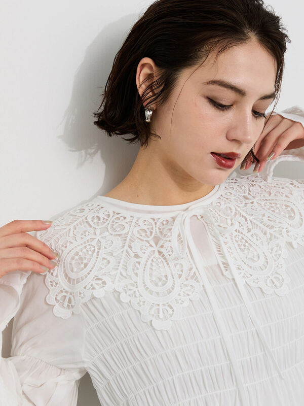 【Atelier Sucre】レイヤードスカラップレース衿《2025spring catalog item》（オフホワイト）｜Te chichi（テチチ）通販