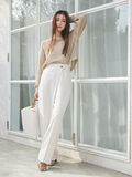 【宮本茉由着用】アシンメトリータックストレートパンツ《2025spring catalog item》（オフホワイト）｜Te chichi（テチチ）通販
