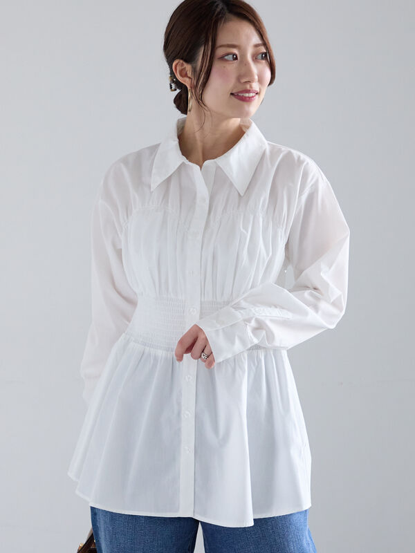 ペプラムシャーリングシャツ（オフホワイト）｜Te chichi（テチチ）通販