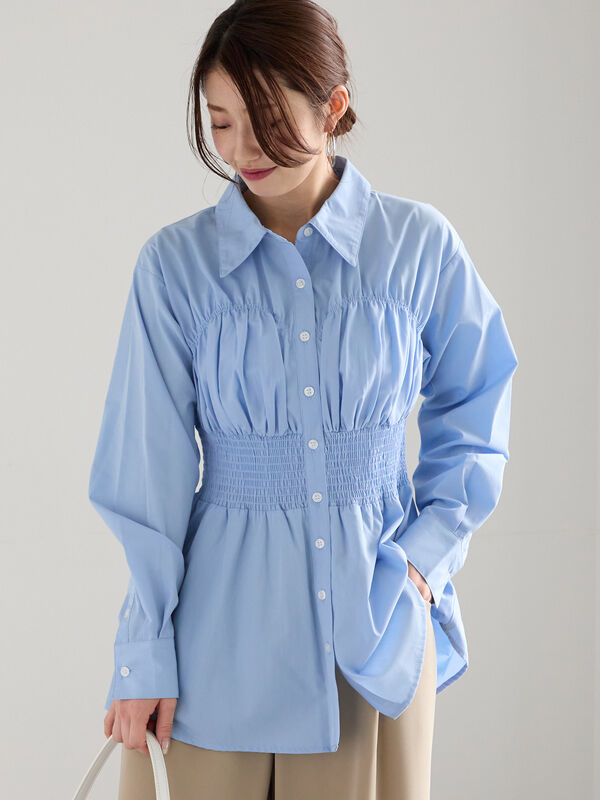 ペプラムシャーリングシャツ（サックスブルー）｜Te chichi（テチチ）通販