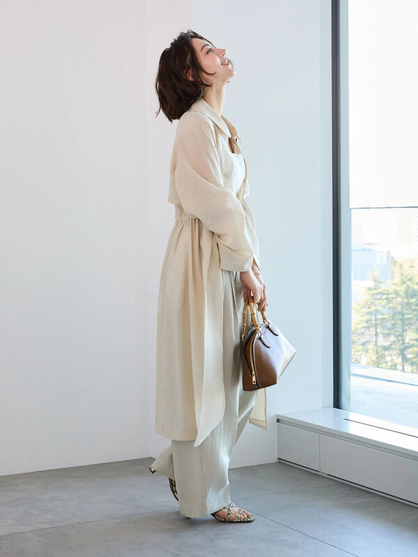 セール】 シアーステンカラーコート（グレー/ベージュ/アウター/コート