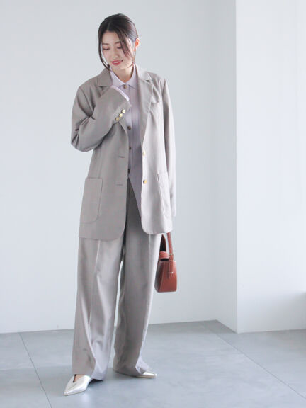 フロントポケット2タックワイドスラックス（セットアップ可）《2025spring catalog item》（グレー/ネイビー）｜Te chichi（テチチ）通販