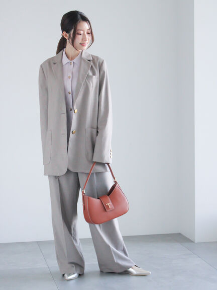 フロントポケット2タックワイドスラックス（セットアップ可）《2025spring catalog item》（グレー/ネイビー）｜Te chichi（テチチ）通販