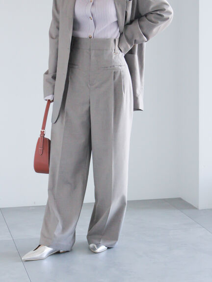 フロントポケット2タックワイドスラックス（セットアップ可）《2025spring catalog item》（グレー/ネイビー）｜Te chichi（テチチ）通販