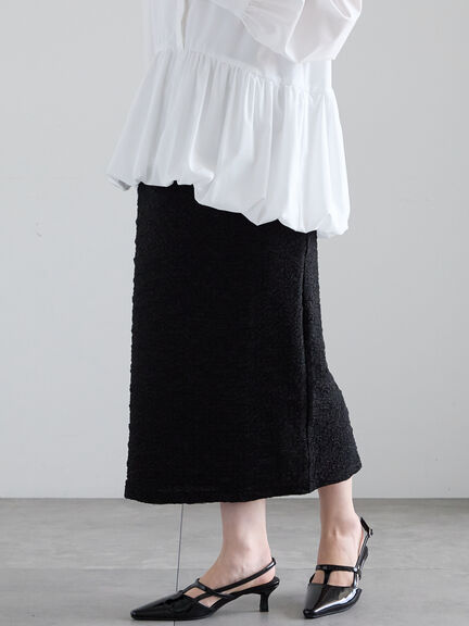 フクレジャカードストレートロングスカート《2025spring catalog item》（オフホワイト/ブラック）｜Te chichi（テチチ）通販