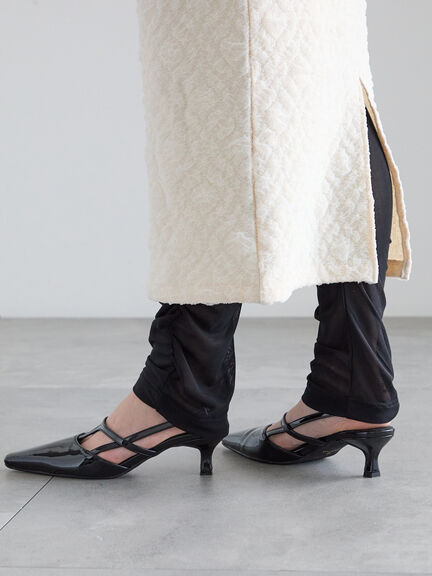 フクレジャカードストレートロングスカート《2025spring catalog item》（オフホワイト/ブラック）｜Te chichi（テチチ）通販