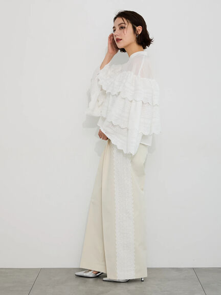 【Atelier Sucre】サイドレースパンツ《2025spring catalog item》（オフホワイト）｜Te chichi（テチチ）通販