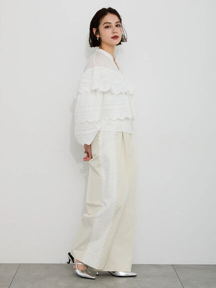 【Atelier Sucre】サイドレースパンツ《2025spring catalog item》（オフホワイト）｜Te chichi（テチチ）通販