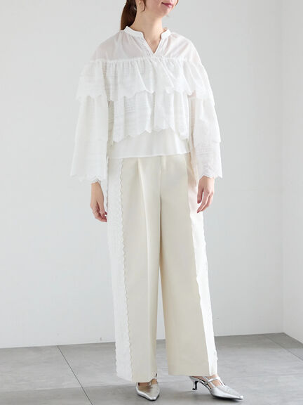 【Atelier Sucre】サイドレースパンツ《2025spring catalog item》（オフホワイト）｜Te chichi（テチチ）通販