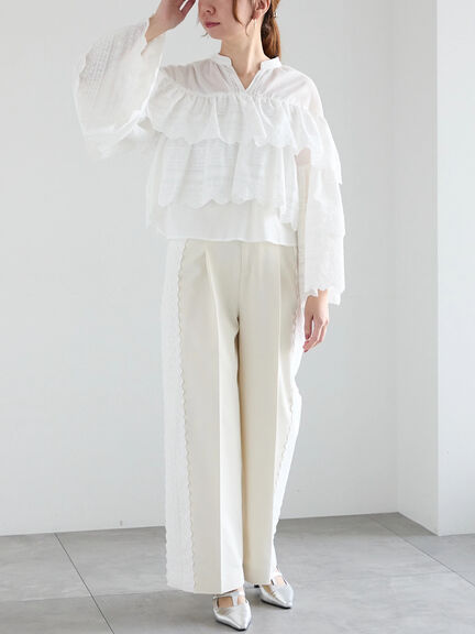 【Atelier Sucre】サイドレースパンツ《2025spring catalog item》（オフホワイト）｜Te chichi（テチチ）通販