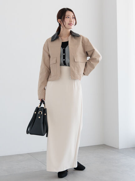 【宮本茉由着用】ダブルポケットジップジャケット《2025spring catalog item》（ブラック/ベージュ/クリーム）｜Te chichi（テチチ）通販