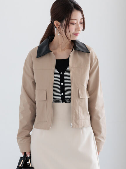 【宮本茉由着用】ダブルポケットジップジャケット《2025spring catalog item》（ブラック/ベージュ/クリーム）｜Te chichi（テチチ）通販