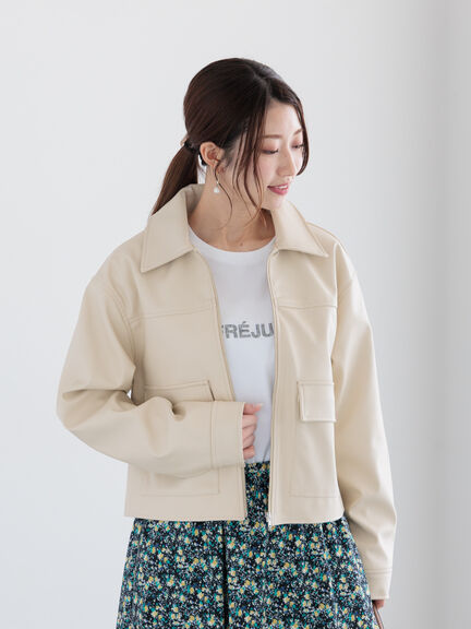 【宮本茉由着用】ダブルポケットジップジャケット《2025spring catalog item》（ブラック/ベージュ/クリーム）｜Te chichi（テチチ）通販