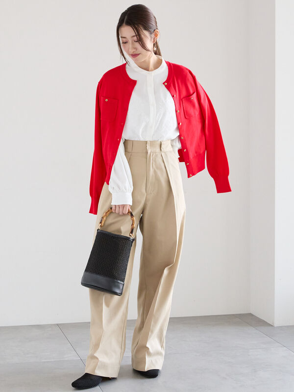 セール】 【宮本茉由着用】タックチノパンツ（オフホワイト