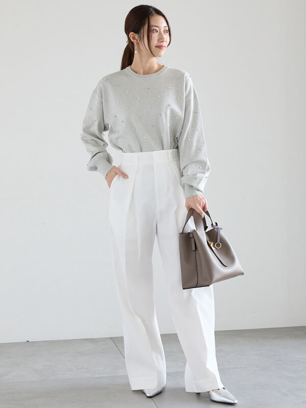 セール】 【宮本茉由着用】タックチノパンツ（オフホワイト/ベージュ