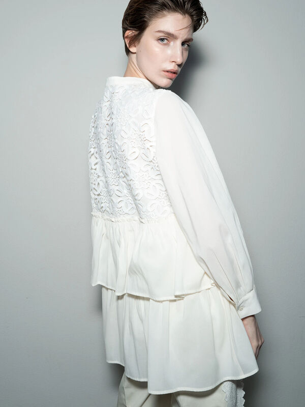 【Atelier Sucre】レースティアードロングブラウス《2025spring catalog item》（オフホワイト）｜Te chichi（テチチ）通販