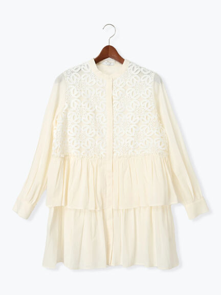 【Atelier Sucre】レースティアードロングブラウス《2025spring catalog item》（オフホワイト）｜Te chichi（テチチ）通販