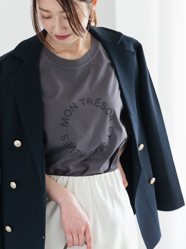 ラインストーンサークルロゴTシャツ（チャコールグレー）｜Te chichi（テチチ）通販