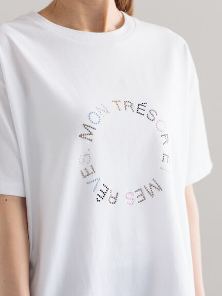 ラインストーンサークルロゴTシャツ（オフホワイト/シルバー/チャコールグレー）｜Te chichi（テチチ）通販