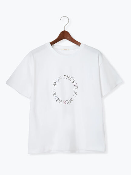 ラインストーンサークルロゴTシャツ（オフホワイト/シルバー/チャコールグレー）｜Te chichi（テチチ）通販