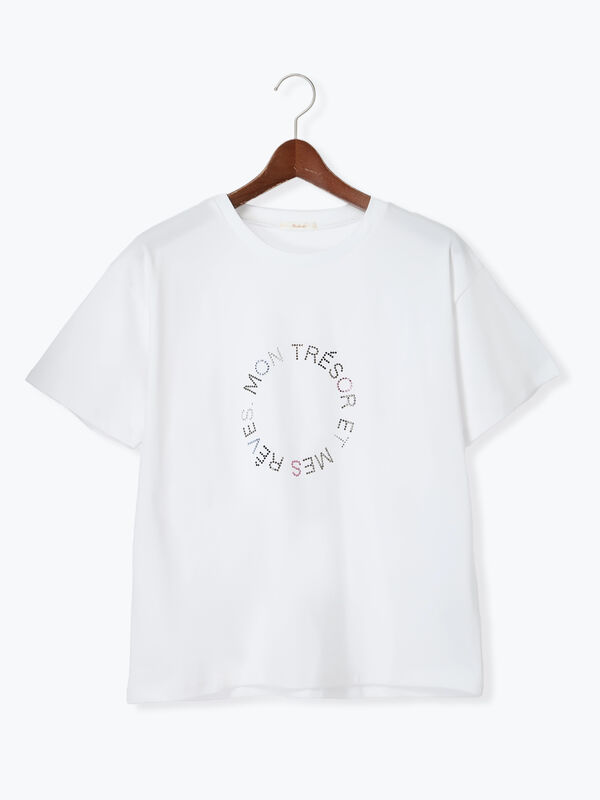 期間限定】 ラインストーンサークルロゴTシャツ(オフホワイト 期間限定】 ラインストーンサークルロゴTシャツ(オフホワイト