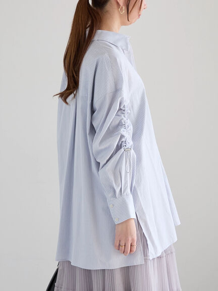 ドロストスリーブストライプシャツ《2025spring catalog item》（グレー/ベージュ）｜Te chichi（テチチ）通販