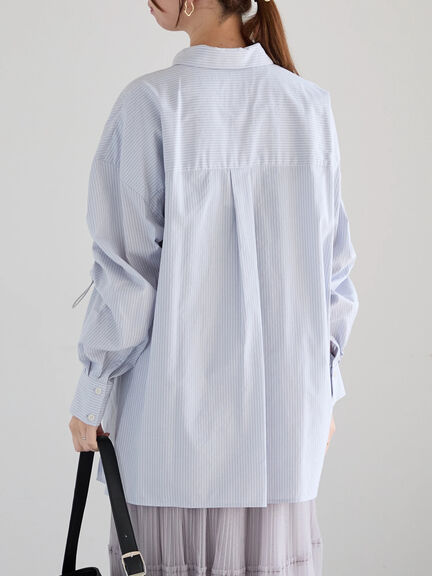 ドロストスリーブストライプシャツ《2025spring catalog item》（グレー/ベージュ）｜Te chichi（テチチ）通販