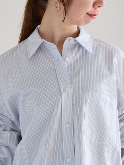 ドロストスリーブストライプシャツ《2025spring catalog item》（グレー/ベージュ）｜Te chichi（テチチ）通販