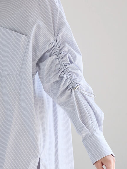 ドロストスリーブストライプシャツ《2025spring catalog item》（グレー/ベージュ）｜Te chichi（テチチ）通販