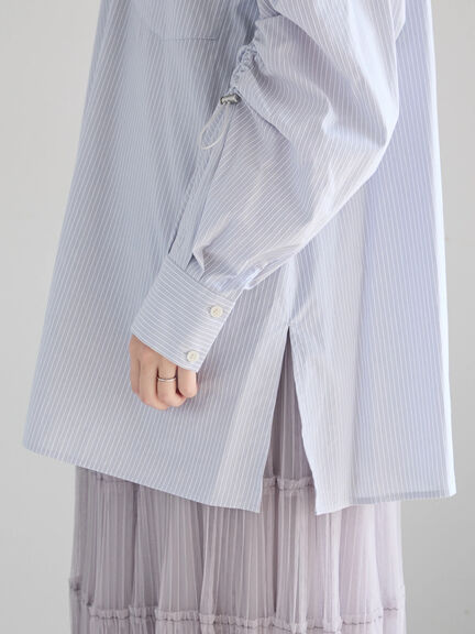 ドロストスリーブストライプシャツ《2025spring catalog item》（グレー/ベージュ）｜Te chichi（テチチ）通販