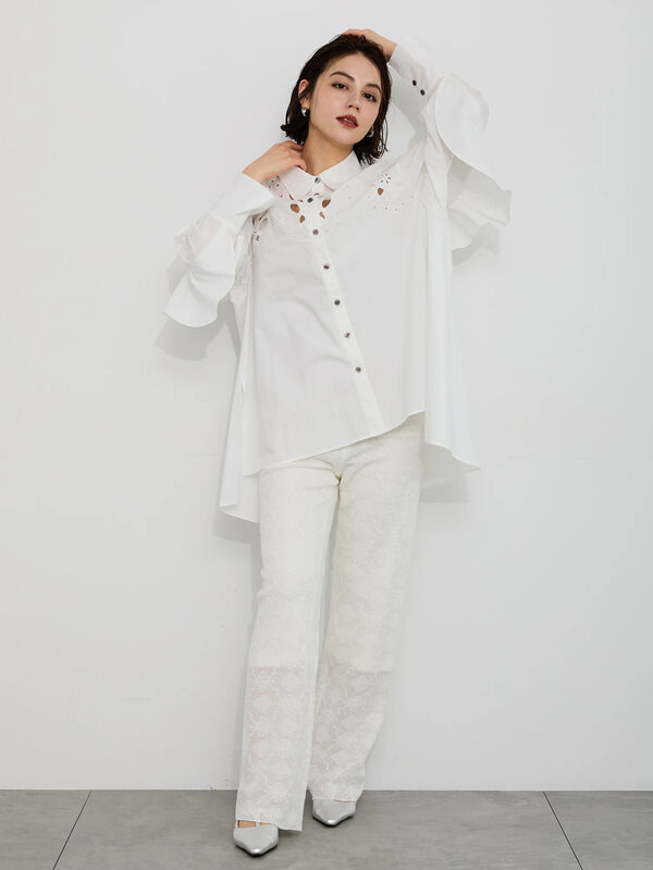 Atelier Sucre】エンブロイダリーバックフリルシャツ