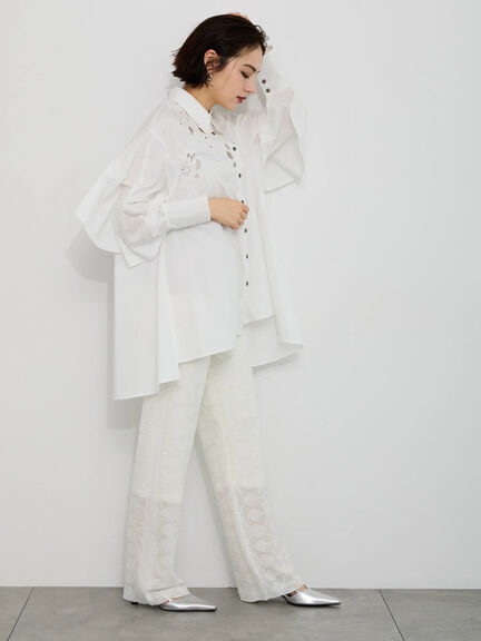 【Atelier Sucre】エンブロイダリーバックフリルシャツ《2025spring catalog item》（オフホワイト）｜Te chichi（テチチ）通販