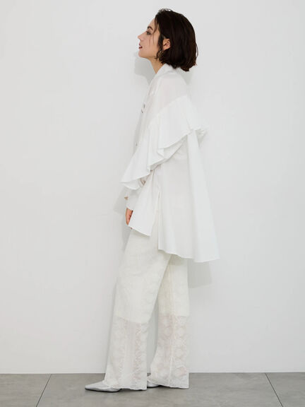 【Atelier Sucre】エンブロイダリーバックフリルシャツ《2025spring catalog item》（オフホワイト）｜Te chichi（テチチ）通販