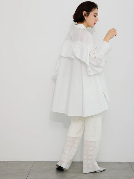 【Atelier Sucre】エンブロイダリーバックフリルシャツ《2025spring catalog item》（オフホワイト）｜Te chichi（テチチ）通販